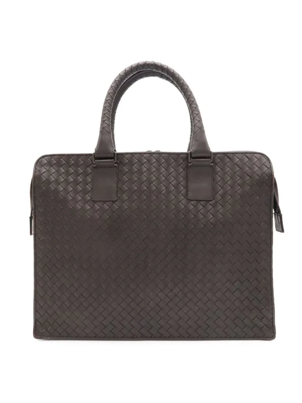 Bottega Veneta Intrecciato Business Briefcase Documents Purse Leather Brown